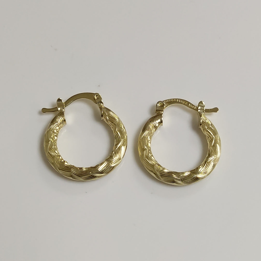 ARETES TEJIDO ARRACADAS ASTRIADAS 14K 2 GR (NUEVO)