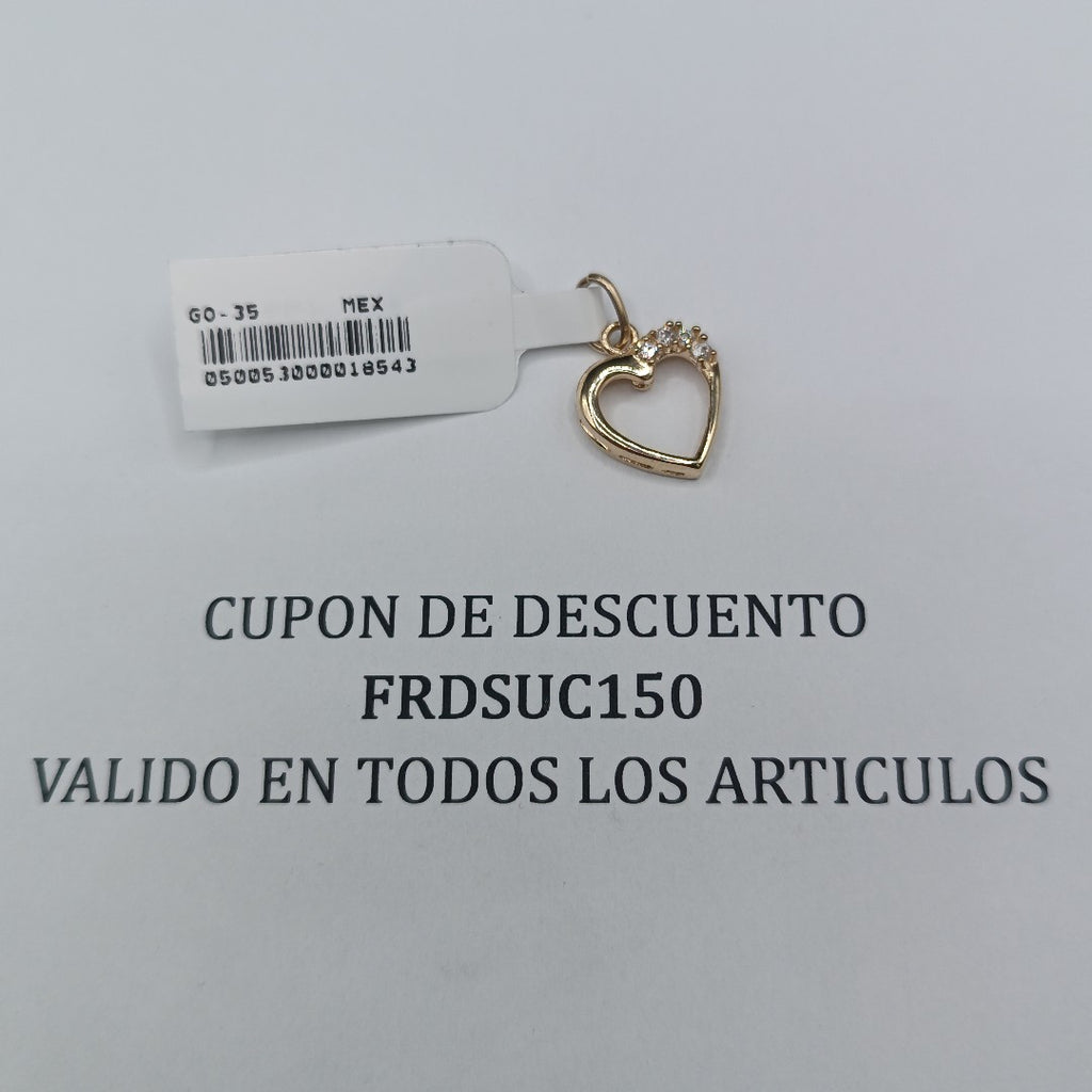 DIJE CORAZON CON CIRCONIAS 14K 1.4 GR (NUEVO)