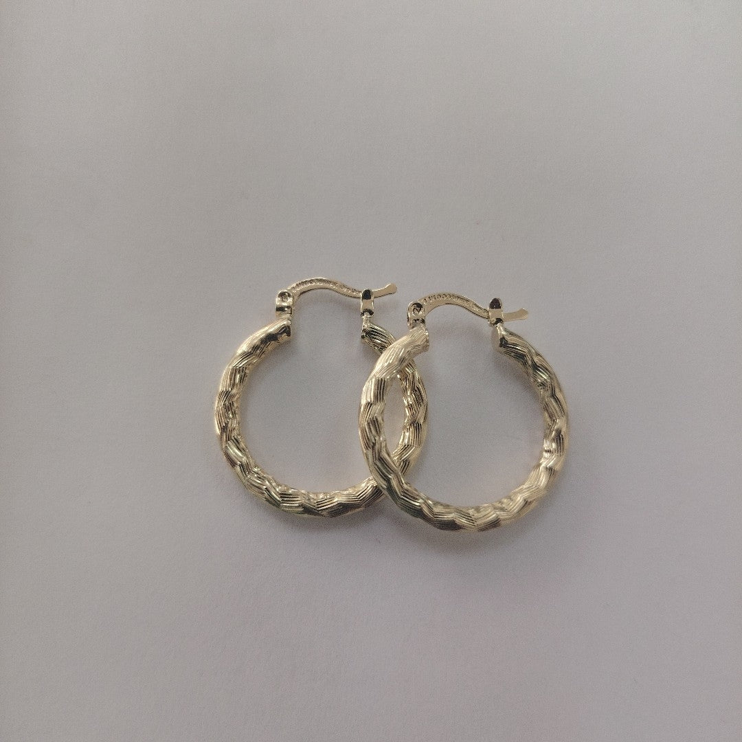 ARETES TEJIDO ARRACADA LABRADA 14K 2.4 GR (NUEVO)