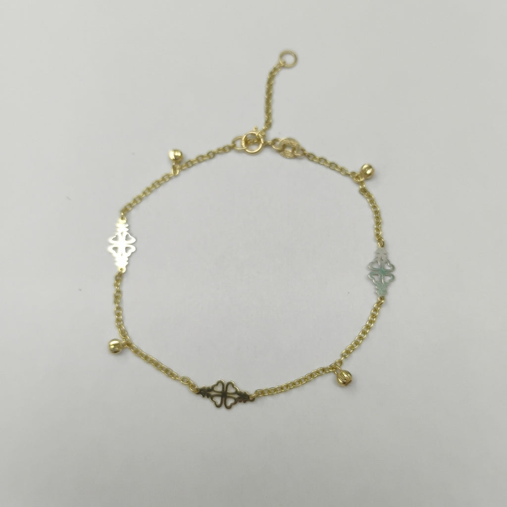 PULSERA ESPECIAL CON TREBOL 14K 18 CM 1.8 GR (NUEVO)