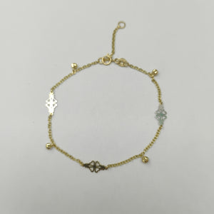 PULSERA ESPECIAL CON TREBOL 14K 18 CM 1.8 GR (NUEVO)