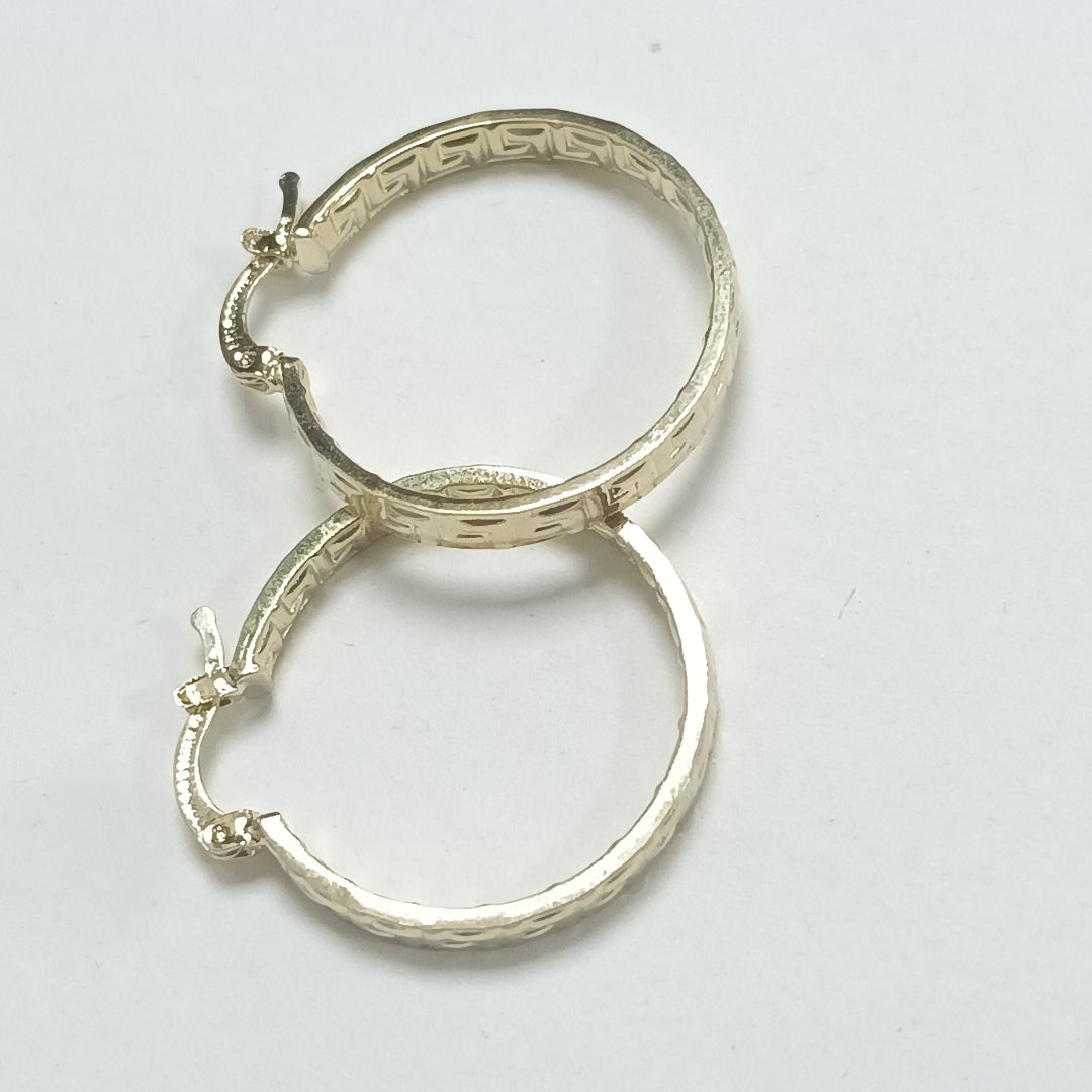ARETES TEJIDO ARRACADA CON GRECAS 14K 2.7 GR (NUEVO)