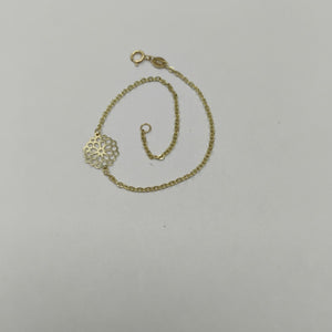 PULSERA TEJIDO ESPECIAL CON MANDALA 14K 18 CM 1.3 GR (NUEVO)