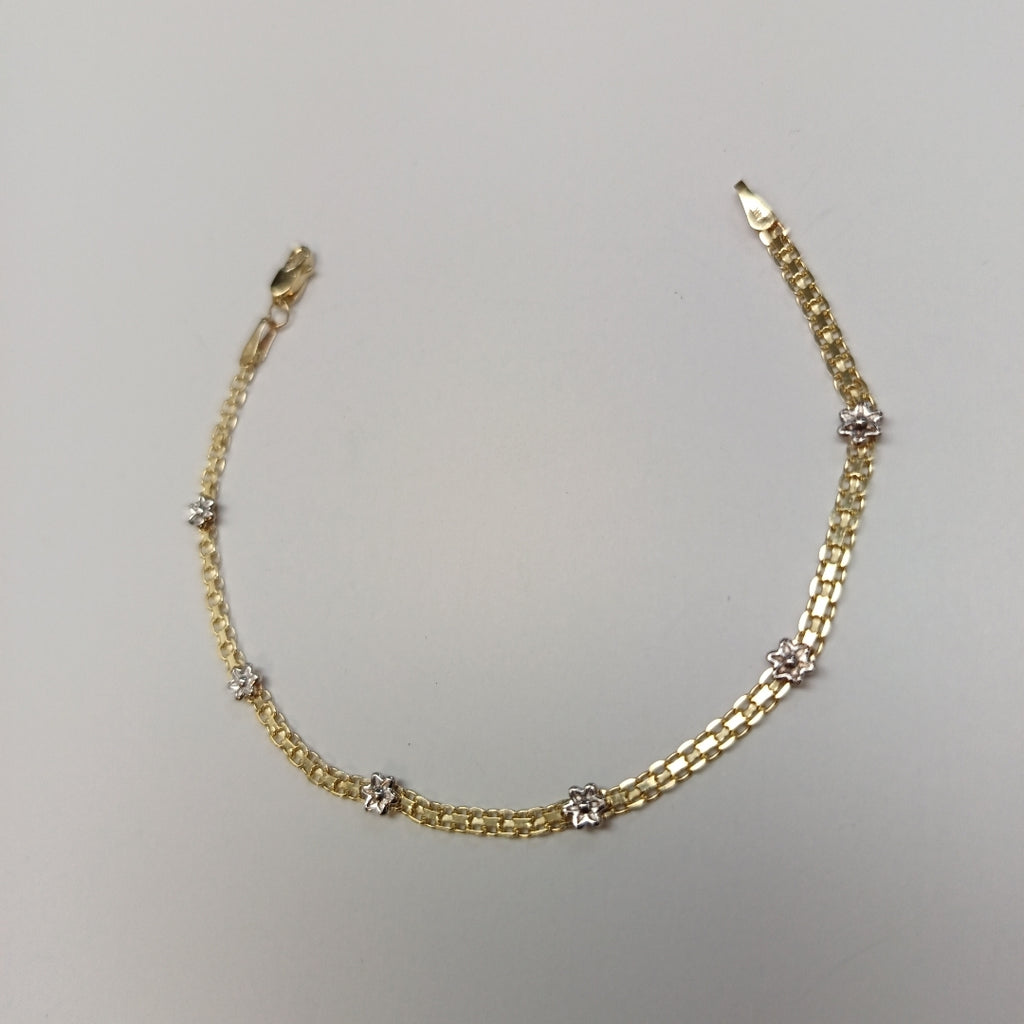 PULSERA ESPECIAL C FLORES 14K 18 CM 2.9 GR (NUEVO)