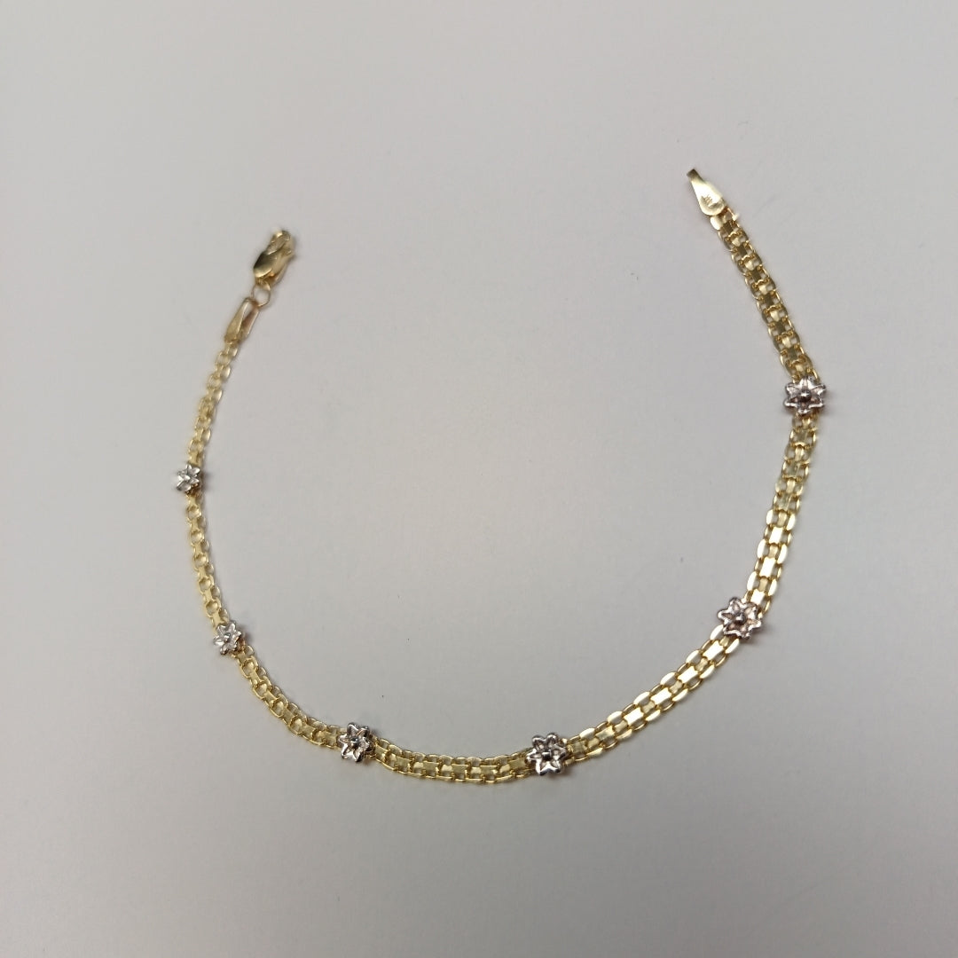 PULSERA ESPECIAL C FLORES 14K 18 CM 2.9 GR (NUEVO)