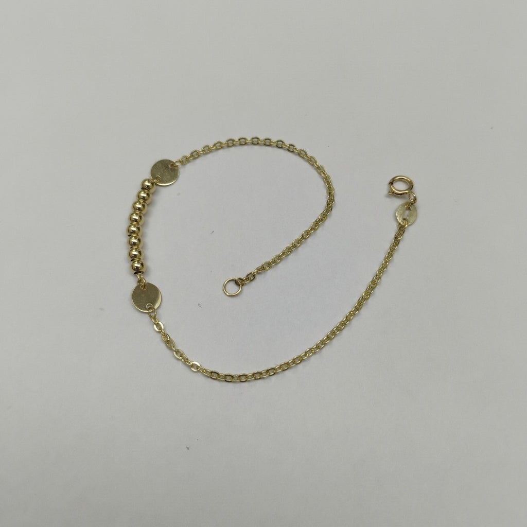 PULSERA TEJIDO ESPECIAL CON BOLITAS 14K 18 CM 1.8 GR (NUEVO)