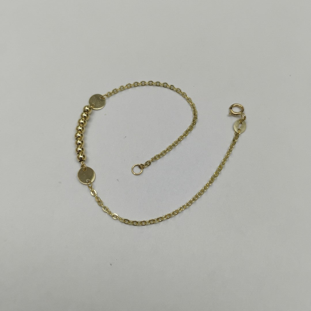 PULSERA TEJIDO ESPECIAL CON BOLITAS 14K 18 CM 1.8 GR (NUEVO)