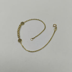 PULSERA TEJIDO ESPECIAL CON BOLITAS 14K 18 CM 1.8 GR (NUEVO)