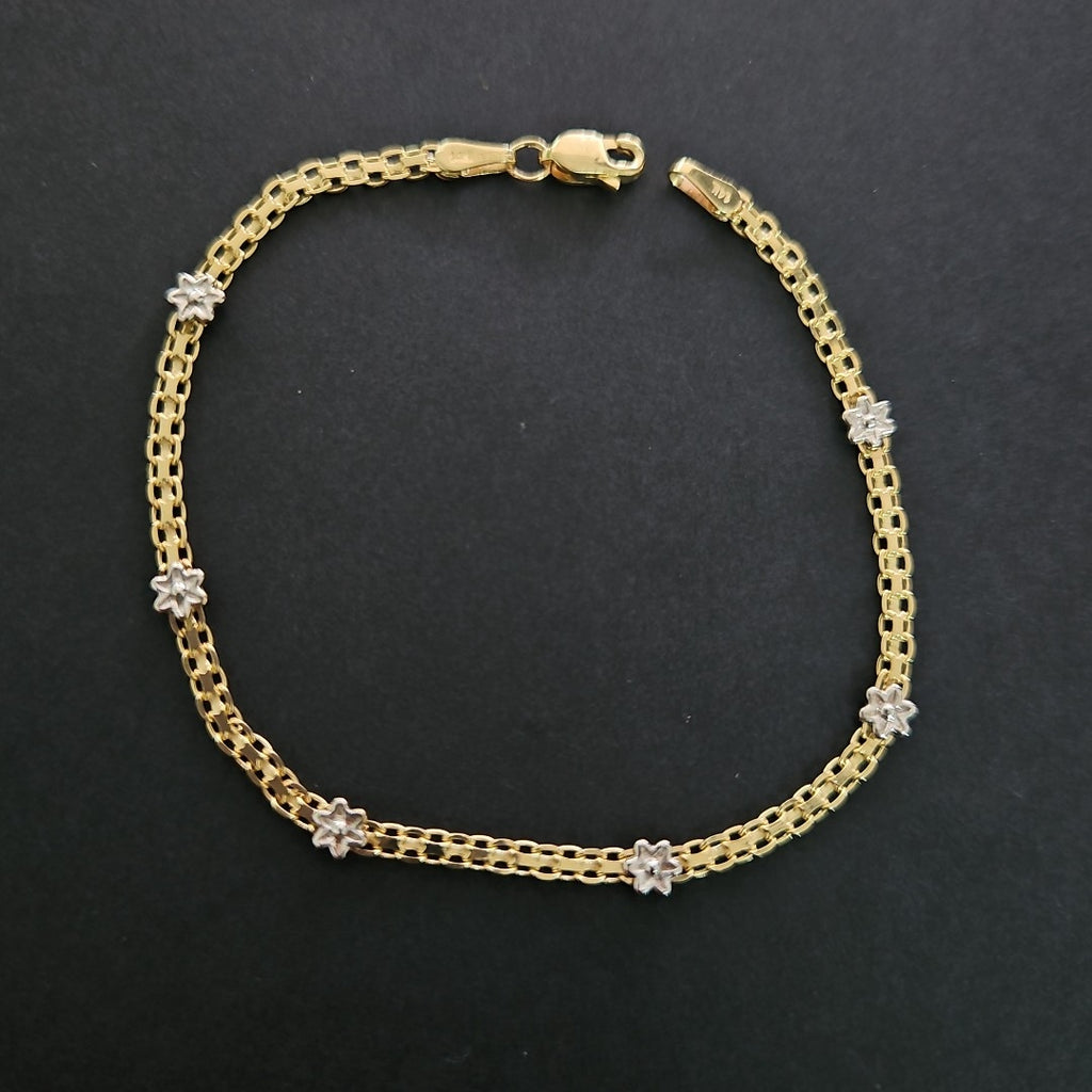 PULSERA ESPECIAL C FLORES 14K 18 CM 3 GR (NUEVO)