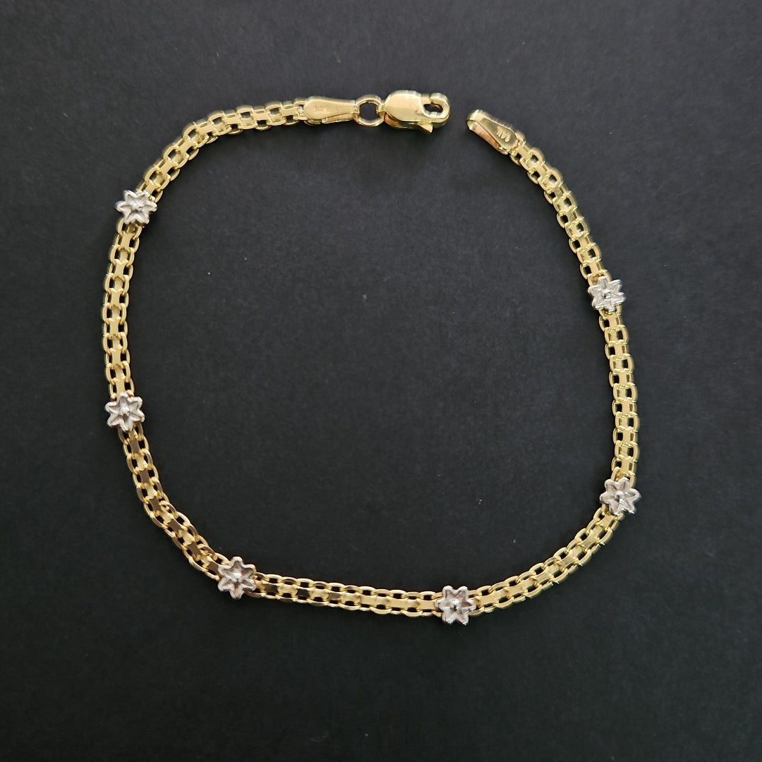 PULSERA ESPECIAL C FLORES 14K 18 CM 3 GR (NUEVO)