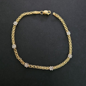 PULSERA ESPECIAL C FLORES 14K 18 CM 3 GR (NUEVO)
