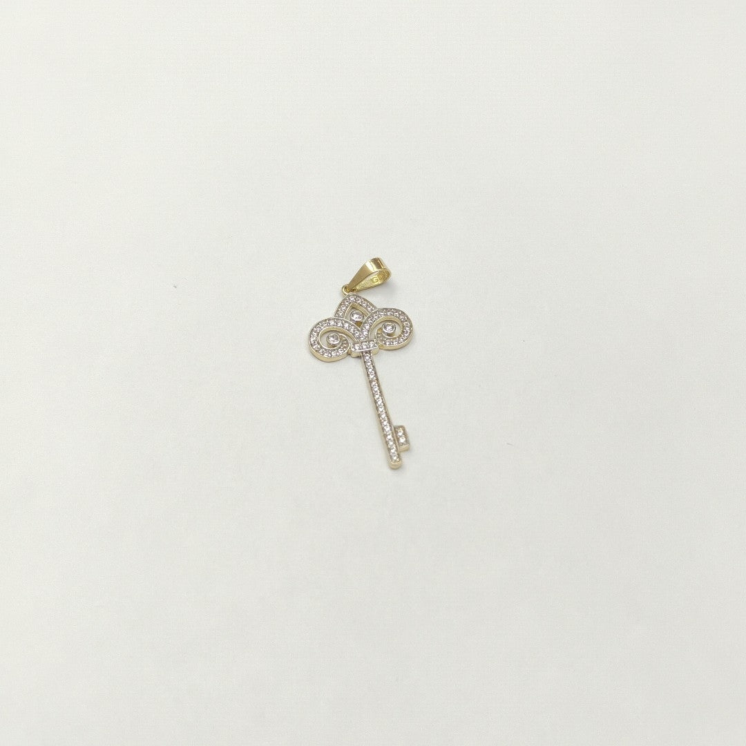 DIJE LLAVE C CIRCONIAS 14K 1.6 GR (NUEVO)