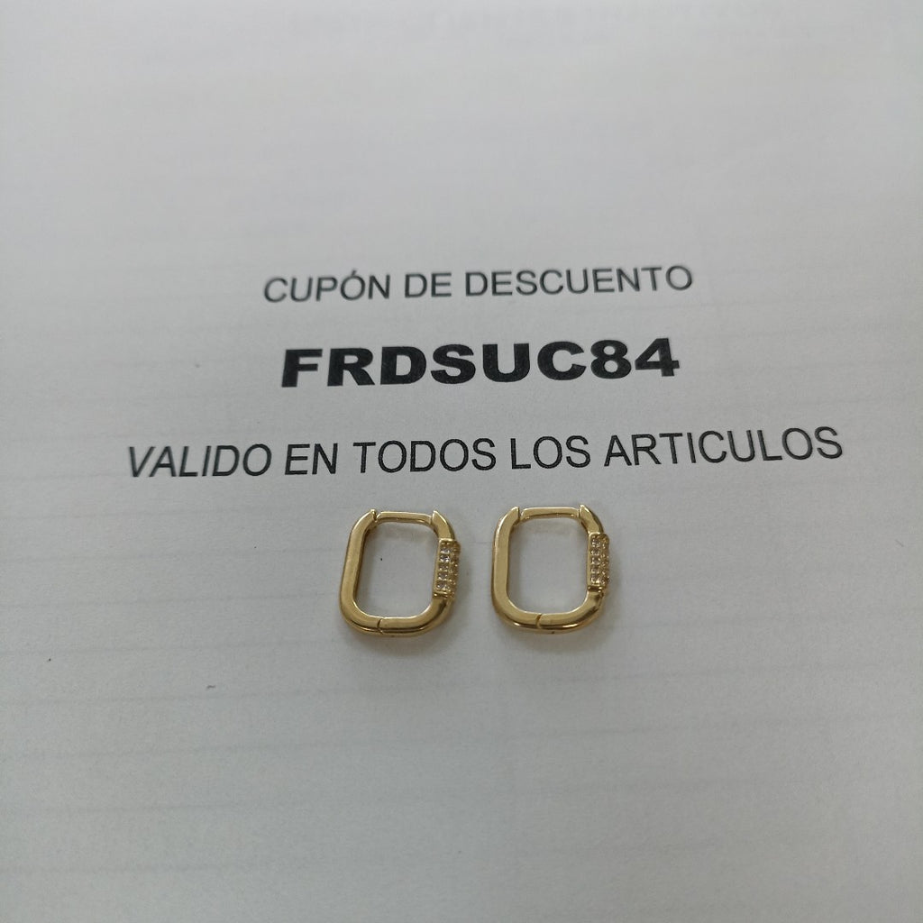 ARETES HUGGIES OVALADA C CIRCONIAS 14K 2.5 GR (NUEVO)