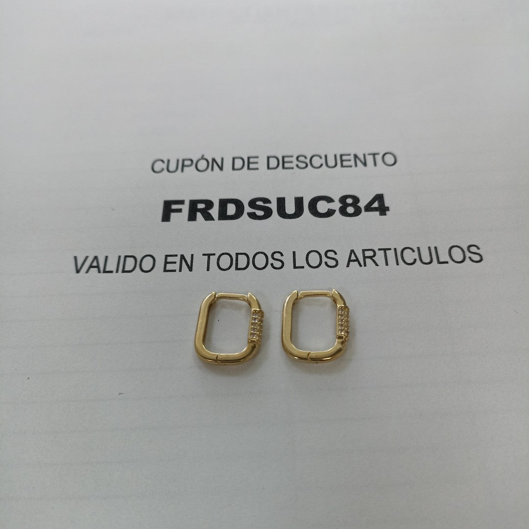 ARETES HUGGIES OVALADA C CIRCONIAS 14K 2.5 GR (NUEVO)