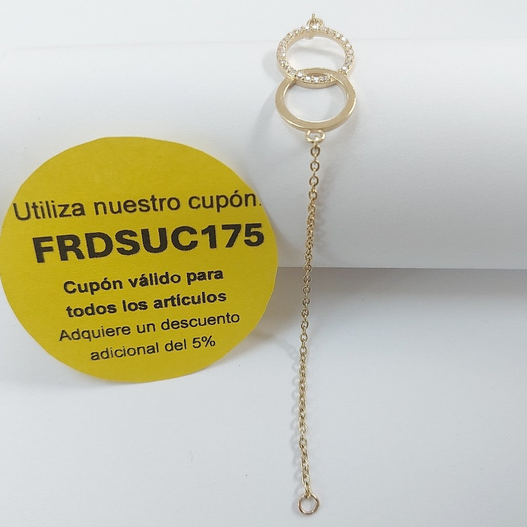 PULSERA TEJIDO ESPECIAL FIG AROS UNIDOS C CIRCS 14K 18 CM 2.1 GR (NUEVO)