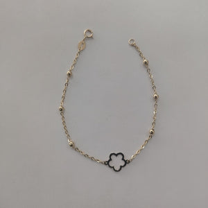 PULSERA TEJIDO ESPECIAL CON FLOR 14K 18 CM 1.6 GR (NUEVO)