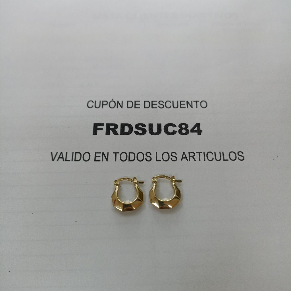 ARETES TEJIDO ARRACADA FACETADA 14K 1.3 GR (NUEVO)