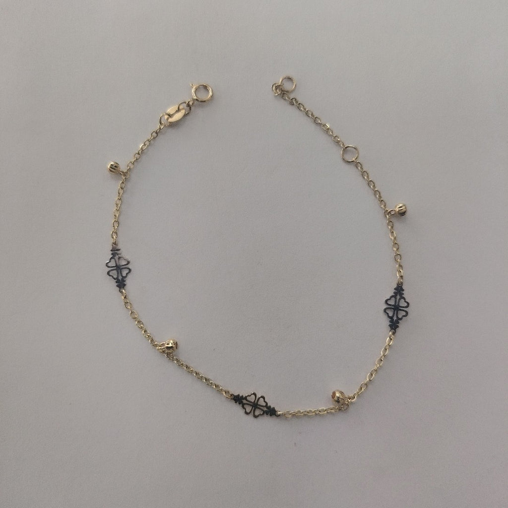 PULSERA ESPECIAL CON TREBOL 14K 18 CM 1.9 GR (NUEVO)