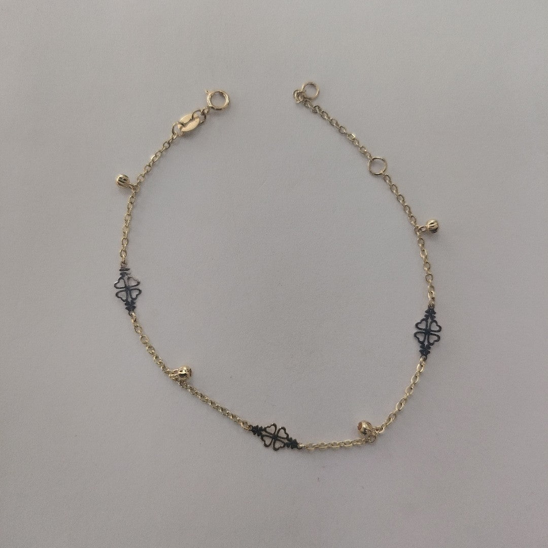 PULSERA ESPECIAL CON TREBOL 14K 18 CM 1.9 GR (NUEVO)