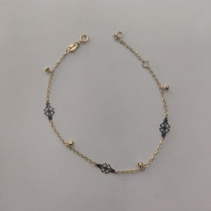 PULSERA ESPECIAL CON TREBOL 14K 18 CM 1.9 GR (NUEVO)