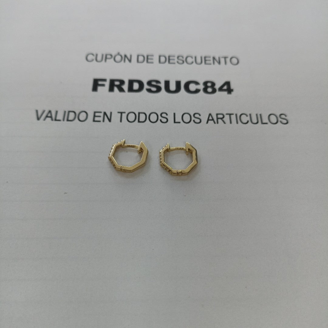 ARETES HUGIES C CIRCONIAS 14K 1.5 GR (NUEVO)