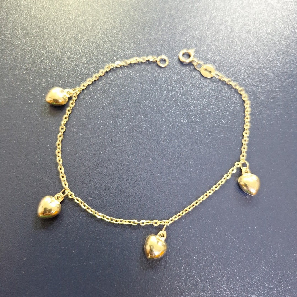 PULSERA ESP CON FIG CORAZONES 14K 18 CM 1.8 GR (NUEVO)