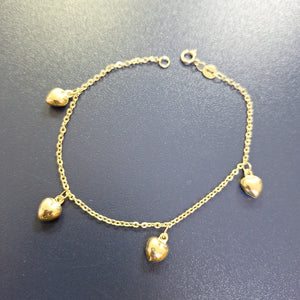 PULSERA ESP CON FIG CORAZONES 14K 18 CM 1.8 GR (NUEVO)