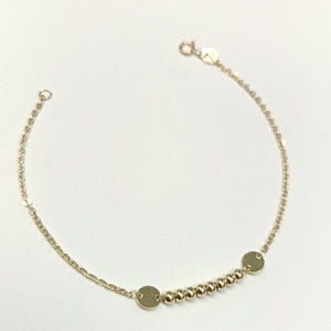 PULSERA TEJIDO ESPECIAL CON BOLITAS 14K 18 CM 1.8 GR (NUEVO)