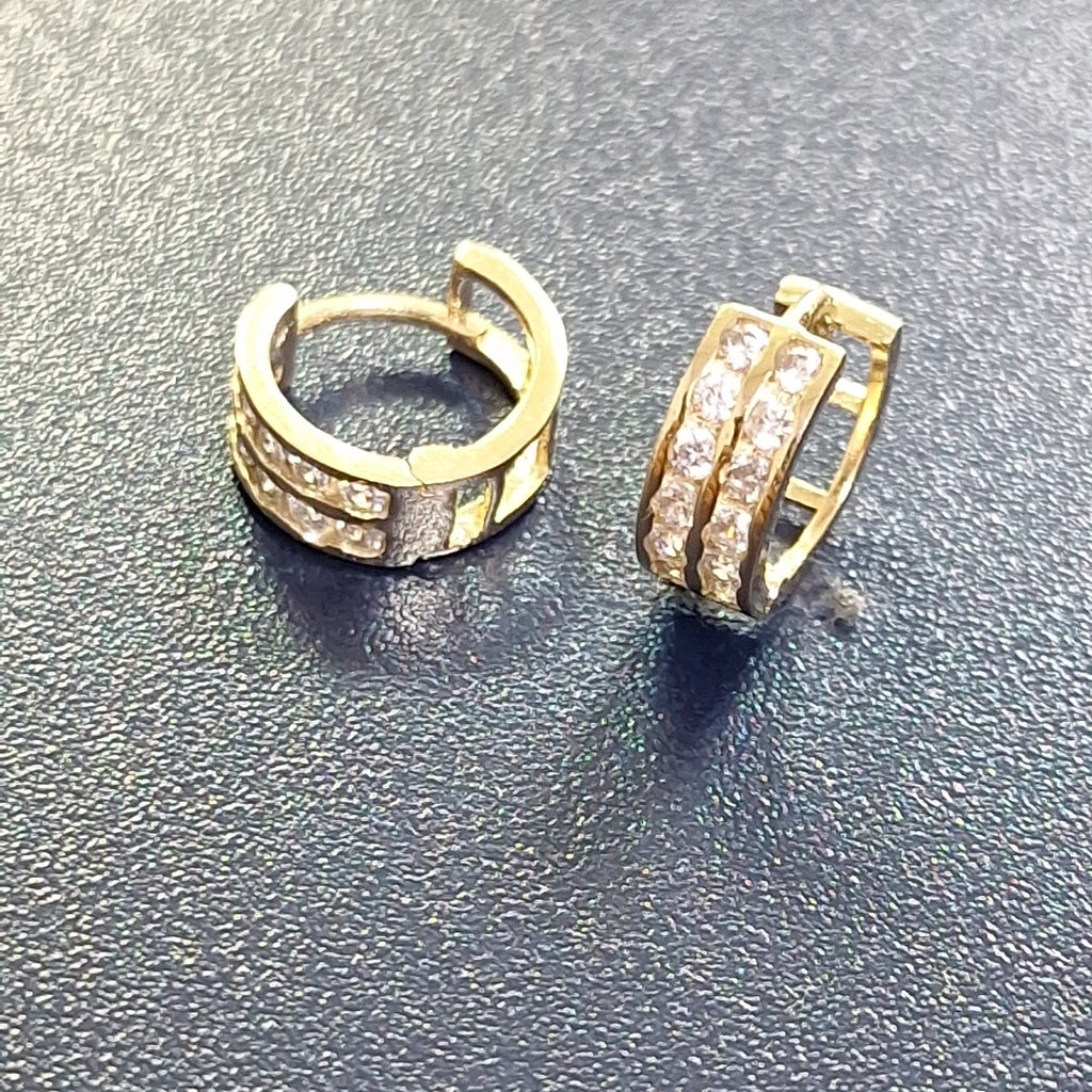 ARETES HUGGIES C CIRCONIAS 14K 1.7 GR (NUEVO)