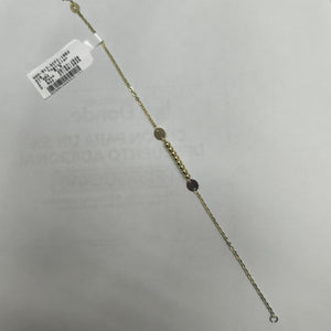 PULSERA TEJIDO ESPECIAL CON BOLITAS 14K 18 CM 1.8 GR (NUEVO)