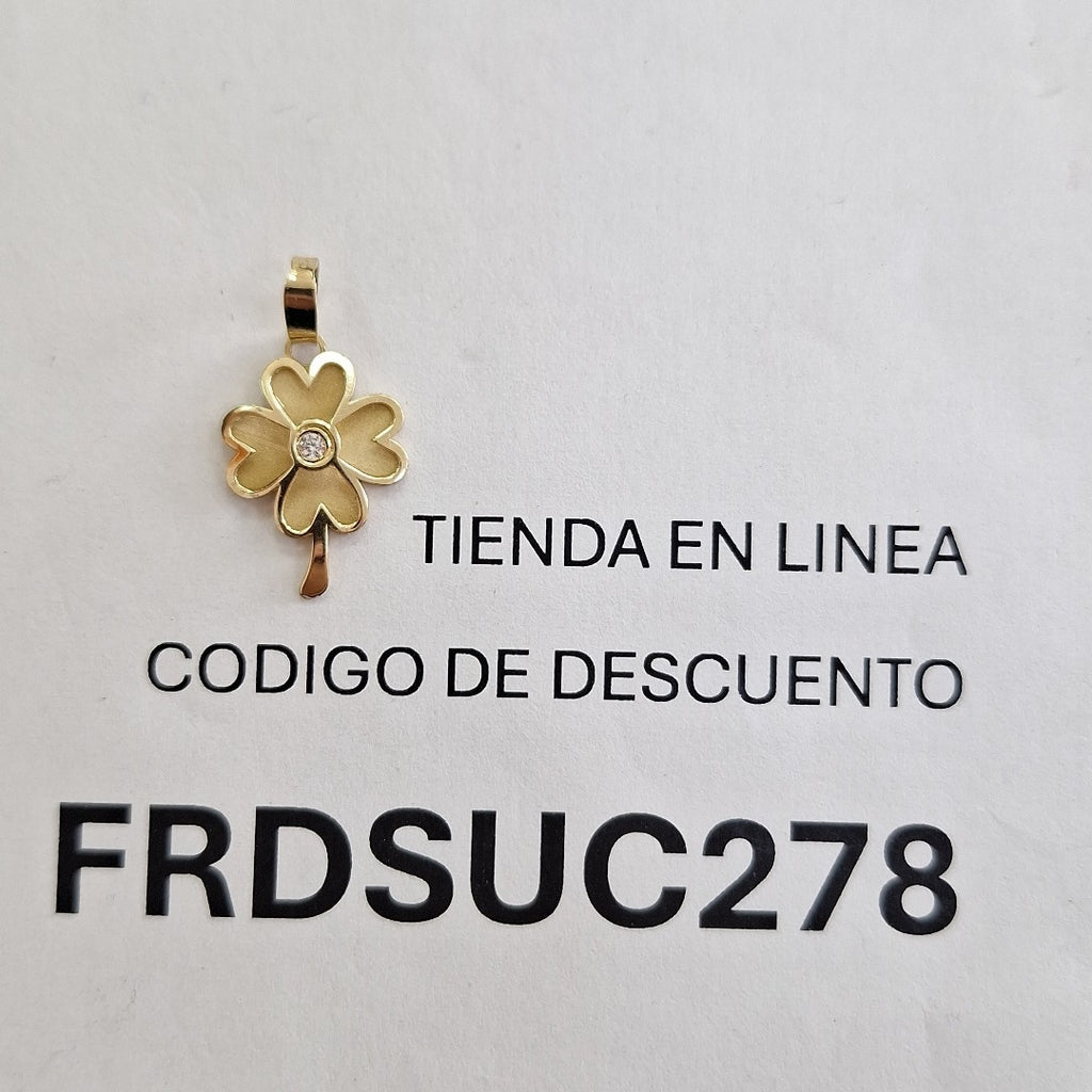 DIJE FIG TREBOL C CIRCONIA 14K 0.8 GR (NUEVO)