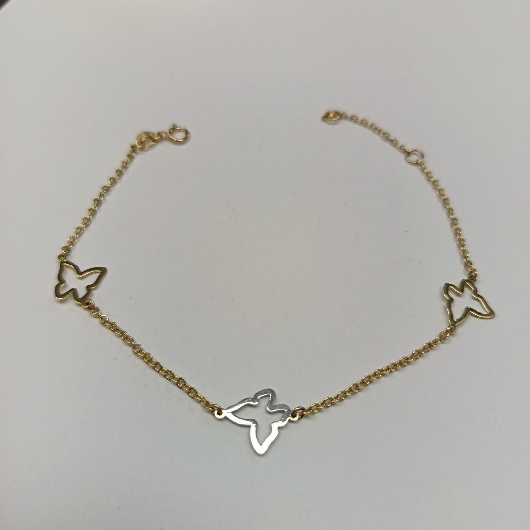 PULSERA ESPECIAL C MARIPOSAS 14K 18 CM 1.7 GR (NUEVO)