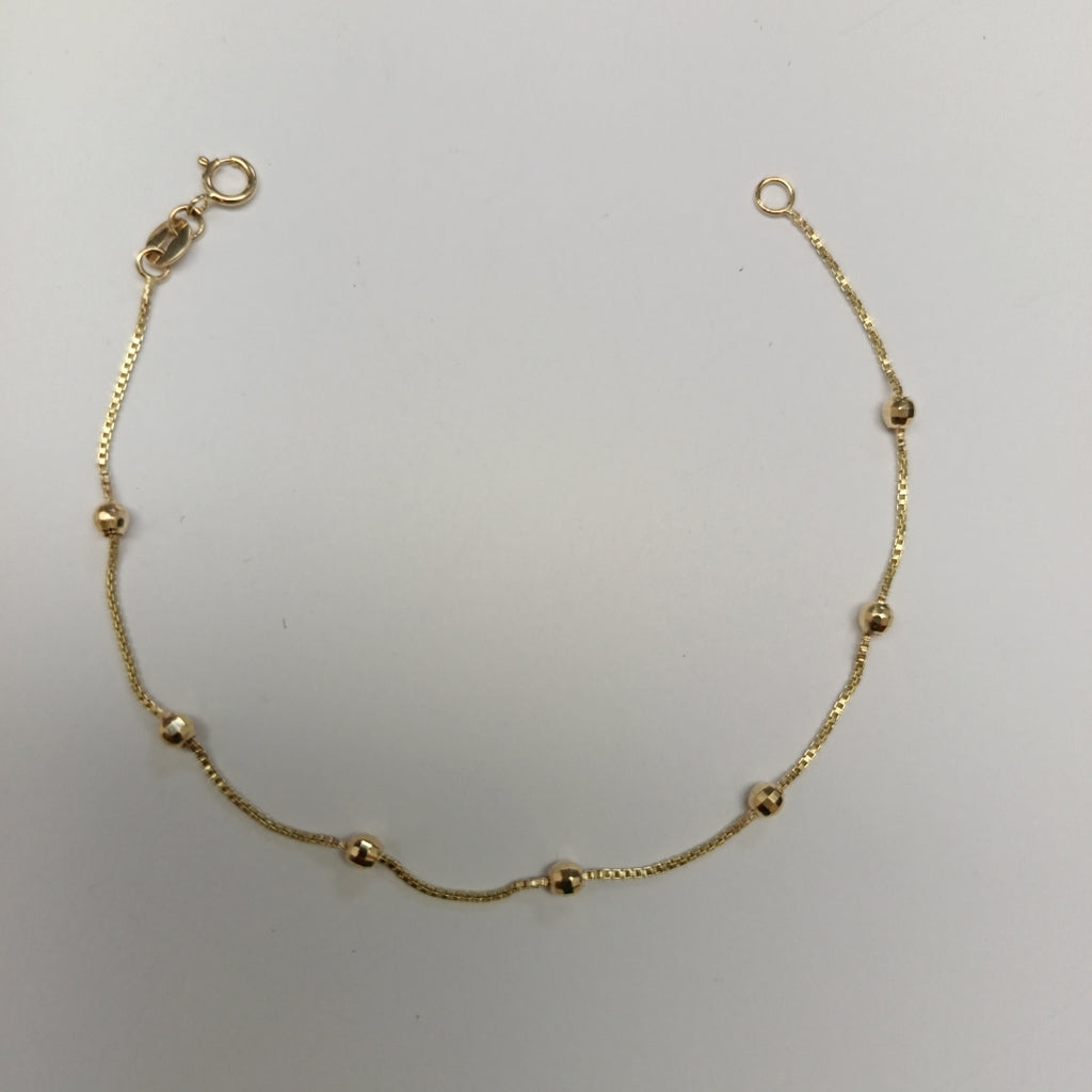 PULSERA ESPECIAL CON BOLITAS 14K 18 CM 1.4 GR (NUEVO)