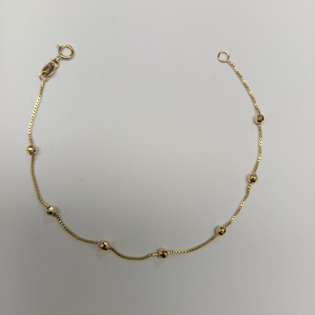 PULSERA ESPECIAL CON BOLITAS 14K 18 CM 1.4 GR (NUEVO)