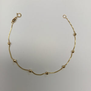 PULSERA ESPECIAL CON BOLITAS 14K 18 CM 1.4 GR (NUEVO)