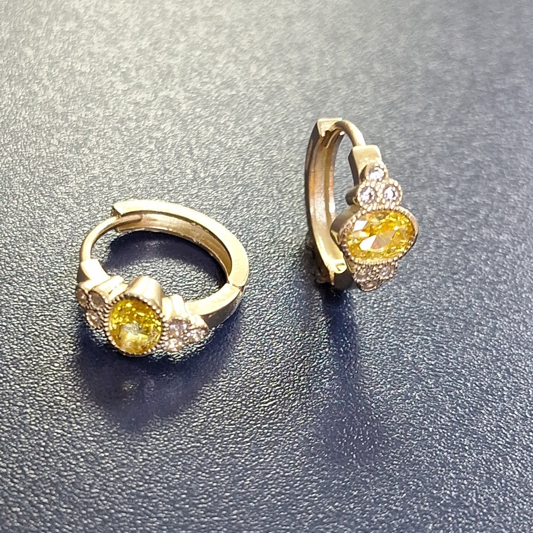 ARETES ARRACADAS CON CIRCONIAS Y PDRAS COL 14K 3.3 GR (NUEVO)