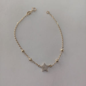 PULSERA ESPECIAL CON ESTRELLA Y CIRCONIAS 14K 18 CM 1.5 GR (NUEVO)