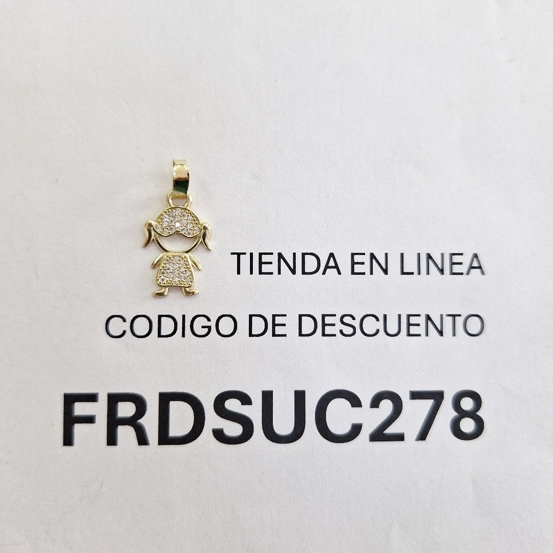 DIJE TEJIDO NIÑA CON CIRCONIAS 14K 0.8 GR (NUEVO)
