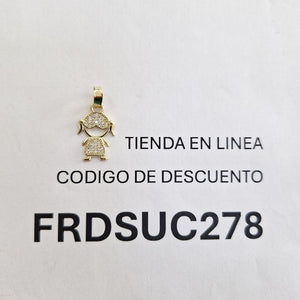 DIJE TEJIDO NIÑA CON CIRCONIAS 14K 0.8 GR (NUEVO)