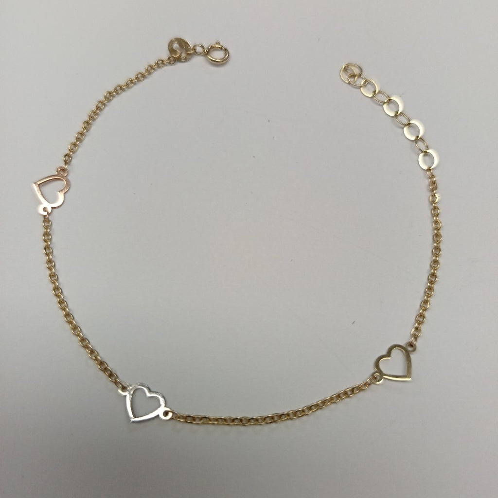 PULSERA ESPECIAL CON CORAZONES 10K 18 CM 1.2 GR (NUEVO)