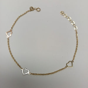 PULSERA ESPECIAL CON CORAZONES 10K 18 CM 1.2 GR (NUEVO)
