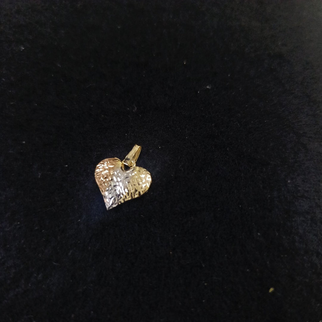 DIJE TEJIDO CORAZON LABRADO COMBINADO 14K 1.2 GR (NUEVO)