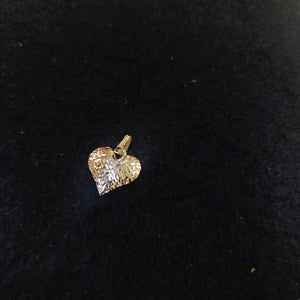 DIJE TEJIDO CORAZON LABRADO COMBINADO 14K 1.2 GR (NUEVO)