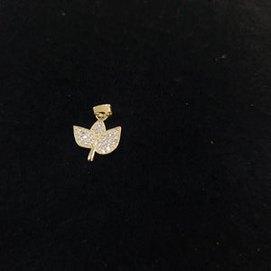 DIJE TEJIDO HOJAS CON CIRCONIAS 14K 1 GR (NUEVO)
