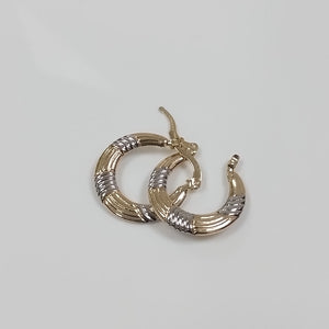 ARETES TEJIDO ARRACADAS COMBINADAS HUECAS 14K 1.9 GR (NUEVO)