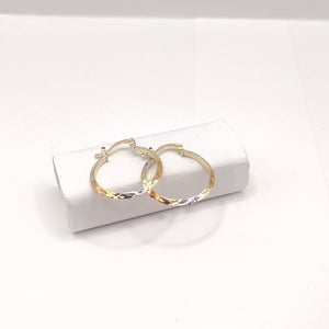 ARETES TEJIDO ARRACADAS BISELADAS COMBINADAS 14K 1.3 GR (NUEVO)