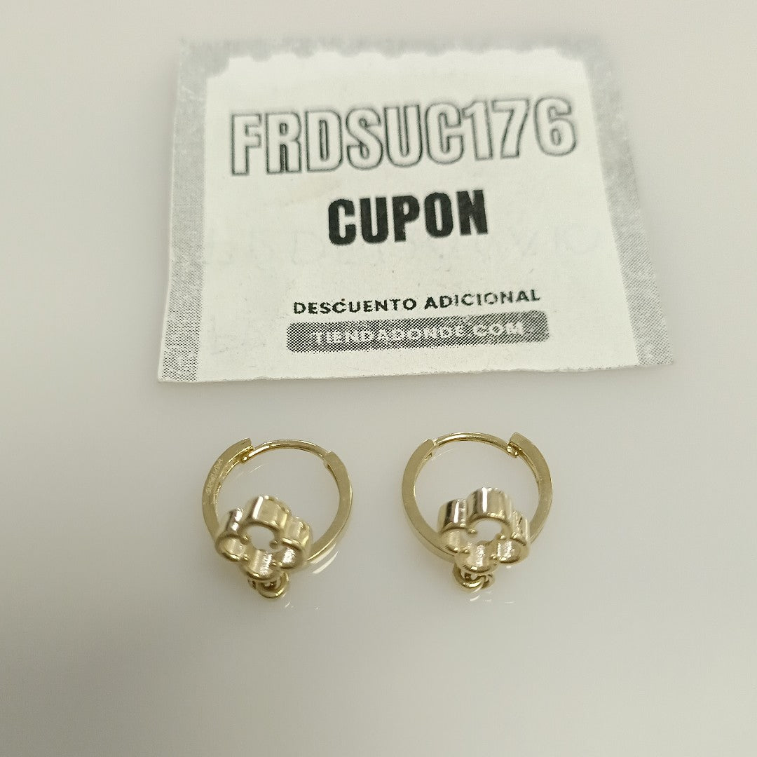 ARETES ARRACADAS CON DIJE 14K 2.4 GR (NUEVO)