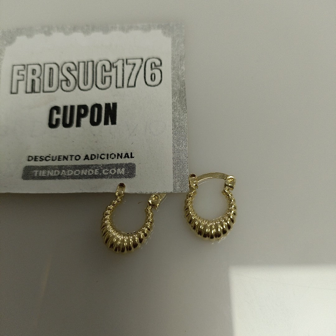 ARETES ARRACADA ESTRIADAS 14K 1.1 GR (NUEVO)