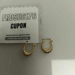 ARETES ARRACADA ESTRIADAS 14K 1.1 GR (NUEVO)