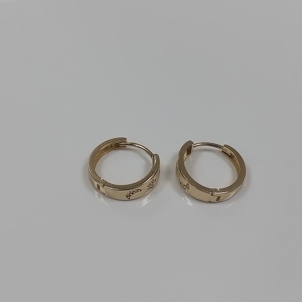 ARETES TEJIDO HUGGIES CON CIRCONIAS 14K 3 GR (NUEVO)